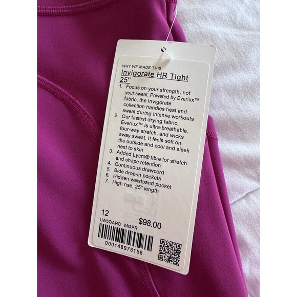New Lululemon Size 12 Invigorate HR Tight 25" Pant MGPR Magenta NWT $98 Sold Out - Picture 3 of 15
